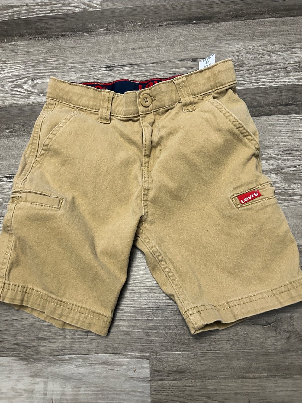 Levi's Men's Khaki Cargo Shorts with Red Logo